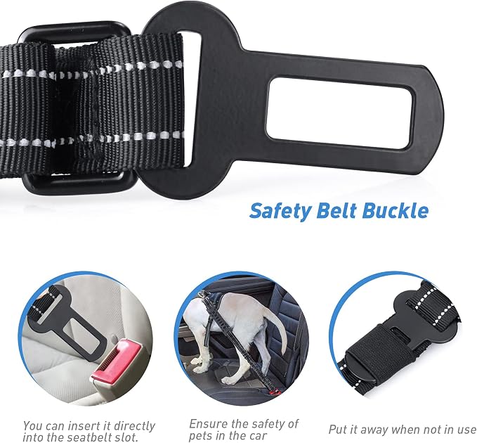 Hotsky Tactical Bungee No Pull Strong Dog Leash,Reflective Black,4-6FT | Heavy Duty for Medium Large Dogs That Pull up to 660 lb,with Padded Double Handle ＆ Car Seatbelt,360°Rotating Locking Clasp - Image 3