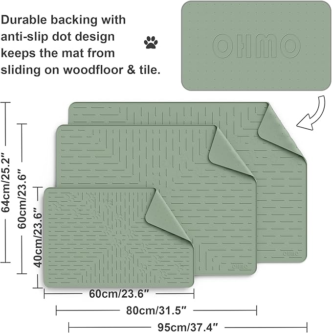 XL Cat Litter Mat, 37.5x25.2 Silicone Trapping Mat Sage Green | for Kitty Litter Box, Easy Clean, BPA Free Rubber, Center Litter Collection, Easy Pour-Back, Waterproof, Odor-Resistant - Image 5