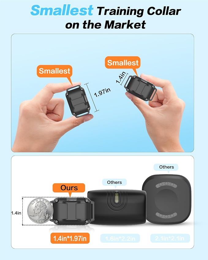 Shock Collar for Small Dogs, IP67 Dog Training Collar with Remote 8-120lbs | 20 Levels Shock & Vibration, Beep, 3300FT Long Range Waterproof Dog Shock Collar, Rechargeable eCollar LED Light, Safety Lock - Image 2