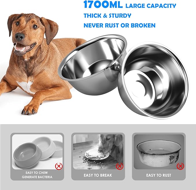 ADENGL Elevated Dog Bowls, 10" Tall Height, Raised Bowl Stand with 2 Stainless Steel Food Feeder Bowls (58oz) and Spill-Proof Mat for Medium Large and Small Breeds - Image 6