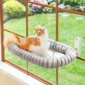 Zakkart SnugCloud Foldable Cat Window Perch - Cordless, Ultra Soft Machine Washable Bed with 4-Sided Bolster, Metal Frame - Window Hammock for Large Cats and Kittens (Gray, Large) by Zakkart