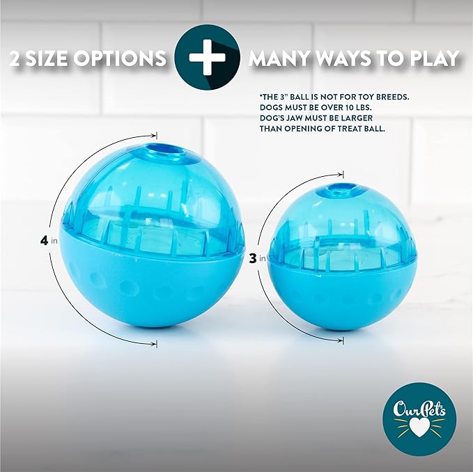 Our Pets Smarter Toys IQ Treat Ball - Colors Mary Vary - 4" - for Larger Dogs | Fill with snacks to reward play, slow feeding puzzle keeps big pups busy, engaged and mentally stimulated at home every day - Image 8