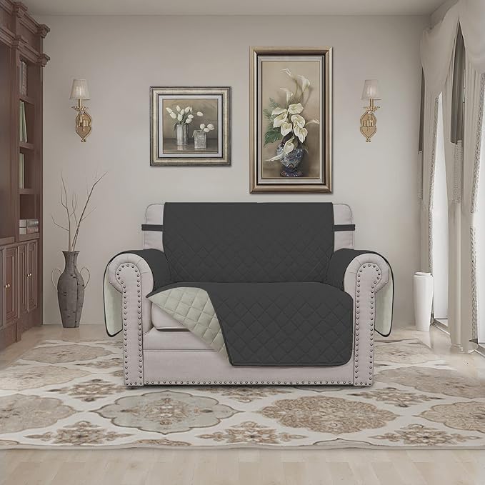 Easy-Going Reversible Couch Cover, Oversized Chair, Darkgray/Beige | Machine Washable Slipcover For Dogs, Water Resistant Furniture Mat For Living Room, Non-Slip Sofa Cover, Pet Friendly - Image 2