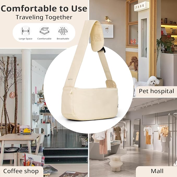 ONECUTE Dog Sling Carrier 15 lbs, Small Dog Carrier Sling for Cat & Puppies | Suitable For Carrying Pet 3-10lbs, Spacious Space So Pets Will Not Be Crowded, Adjustable Shoulder Straps And Breathable Mesh - Image 7