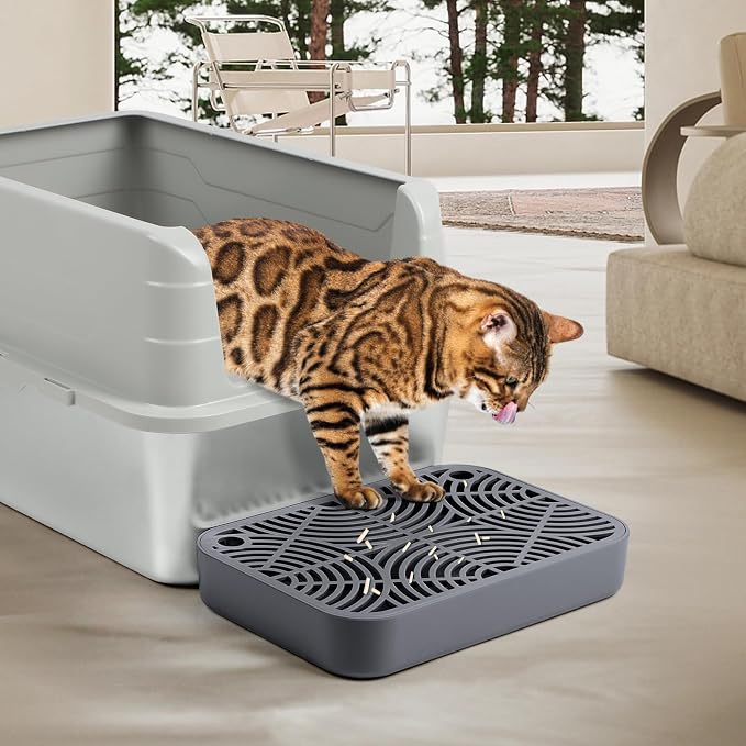 Cat Litter Box Step Non-Slip Cat Step with Filter Function, Dark Grey | Double Layer Litter Box Ramp for Kitten & Elderly Cats, Litter Catcher for Automatic Cat Litter Box, Easy to Clean - Image 7