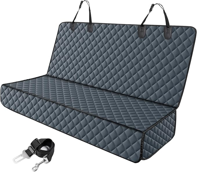MIXJOY Dog Car Cover for Back Seat Cover Protector Waterproof Dog Seat Covers for Cars, Car Seat Protector for Dogs with 1 Dog Seat Belt, Nonslip Back Seat Cover for Kids, Trucks & SUV, Grey by MIXJOY