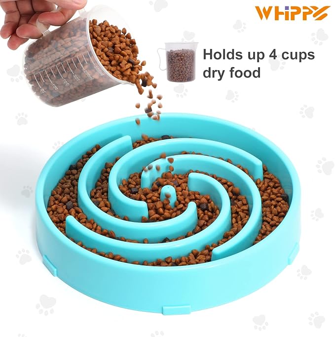 Slow Feeder Large Dog Bowl - Non Slip Maze Puzzle Bowl for Medium Dogs - Blue - Image 3