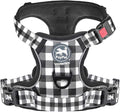 PoyPet Plaid Dog Harness Medium, No Pull Vest with Front Clip & Neck Buckle | Padded Handle, Reflective, No Choke, Lockable, 2 Leash Rings, Full Adjustable, for Training Walking, M, Grid by PoyPet