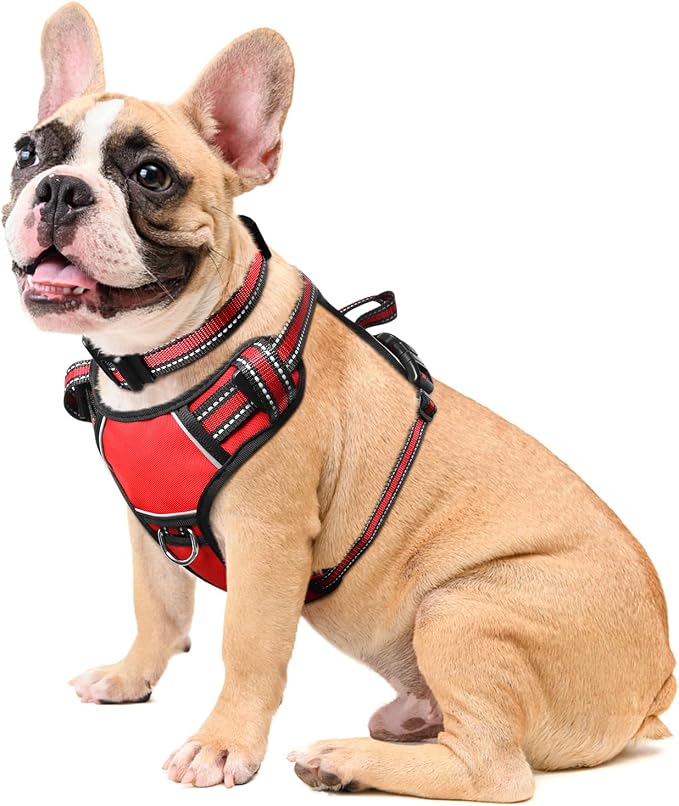 Dog Harness No Pull, Pet Harnesses with Dog Collar, Adjustable Reflective Oxford Outdoor Vest, Front/Back Leash Clips for Small, Medium, Large, Extra Large Dogs, Easy Control Handle for Walking by WINSEE