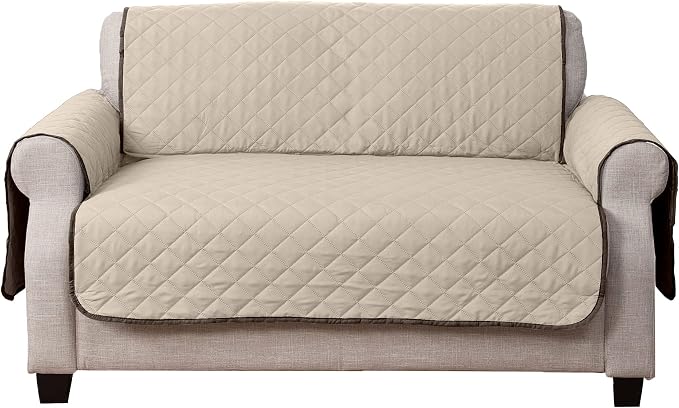 Furhaven Water-Resistant & Reversible Loveseat Cover Protector for Dogs, Cats, & Children - Two-Tone Pinsonic Quilted Living Room Furniture Cover - Espresso/Clay, Loveseat - Image 5