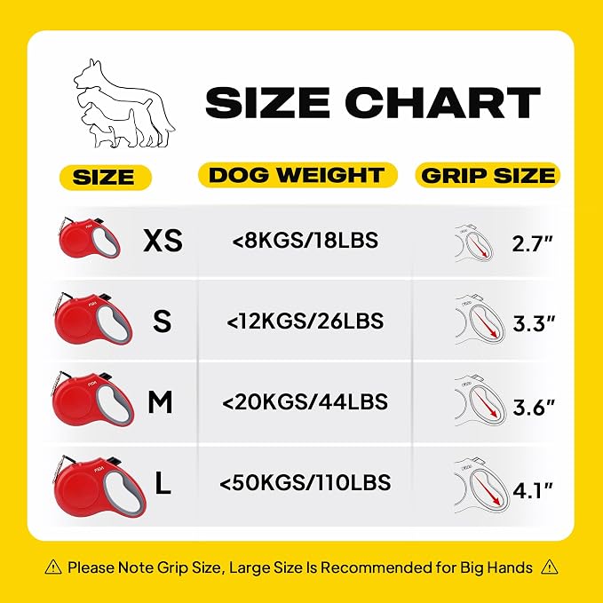 Fida Retractable Dog Leash, 16 ft Dog Walking Leash for Small and Medium Dogs up to 44lbs, 360° Tangle-Free, Red - Image 7