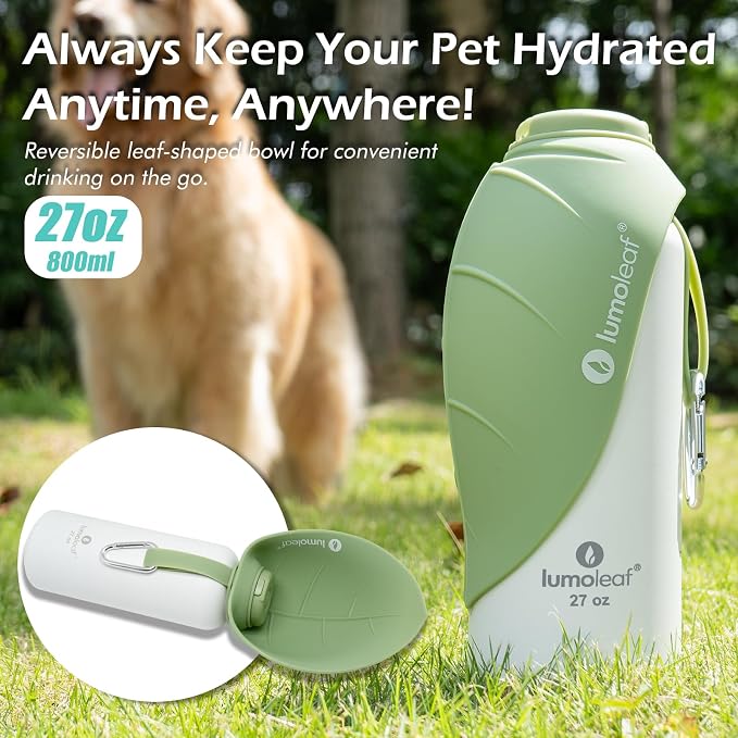 LumoLeaf Insulated Dog Water Bottle 27 oz Stainless Steel - Keep Water Cool or Warm, Portable Pet Water Bowl for Travel, Wide Mouth for Easy Ice Filling & Cleaning (Green, 27 oz) - Image 5