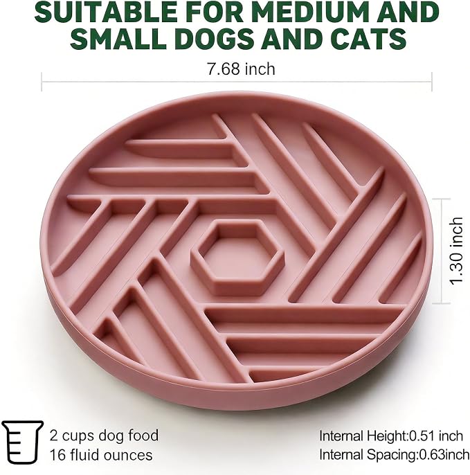 Silicone Slow Feeder Dog Bowl with Suction Base, Anti Choking Pet Bowl | for Small and Medium Dogs & Cats, Maze Design Non-Slip Food Grade Slow Eating Bowl to Prevent Bloating - Image 6