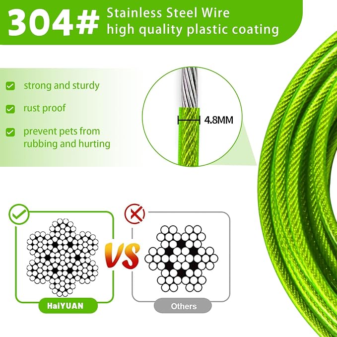 Dog Tie Out Cable, Dog Runner Cable | 10/15/20/25/30 FT Steel Cable with Sturdy Clips, Suitable for Yard Outdoor Use, Holds Large Dogs up to 165 Lbs - Image 3