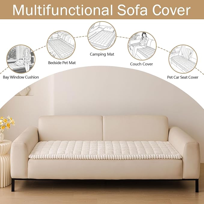 hyha Couch Cover for Dogs, Washable Non Slip Plush Flannel Sofa Protector | Thick Flannel, Anti-Slip Backing, Pet Hair & Scratch Protection, Fits Sofa & Loveseat (27.6" x 70.9") - Image 3
