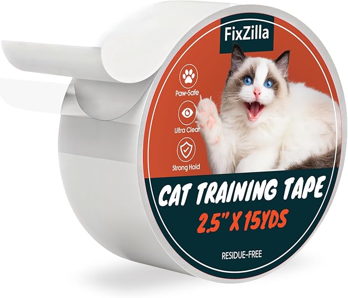 FixZilla Anti Scratch Cat Tape for Furniture 2.5 Inch x 45 Feet Clear Sticky Double Sided Anti Scratch Cat Tape for Paw Scratching Deterrent and Pet Training for Couch Furniture Protector, Sofa, Doors by FixZilla