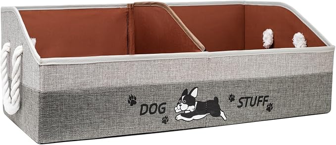 Large Dog Toy Basket with Handles, 28.5" Collapsible Multi-Purpose Hard Board Dog Toy box, Clothes, Cute for Living Room Area (Gray,Coffee) by Unknown