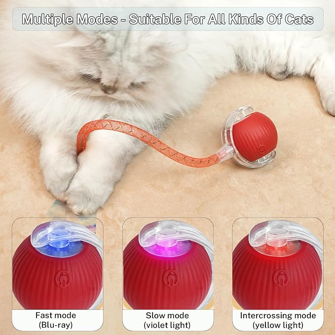Speedy Tail 3.0 Interactive Toy Ball, 2 Tails for Cats & Dogs | cat chase toy|chirping bird cat toy|Adjustable sound level|300 mA high-capacity battery - Image 4