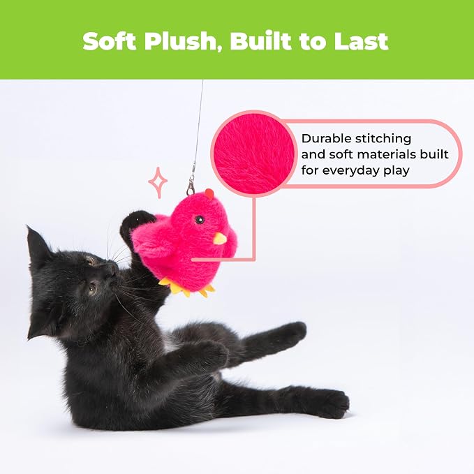 Best Pet Supplies Catify Interactive Flapping Cat Toy - Chick, Fuchsia | Catnip Infused, Motion Activated Wings, Realistic chirps, Soft, Rechargeable, For Indoor Kittens & Cats, Independent Play - Image 6