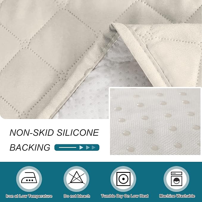 Turquoize 100% Waterproof Sofa Covers Chaise Lounge L Shape Sofa Protector Slip Cover Triple Non-Slip Sofa Slipcover for Sectional Couch Cover for Pets, Kids (Chaise, Ivory) - Image 7