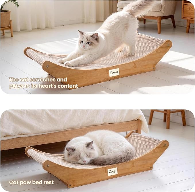 Wooden Indoor Sisal Cat Scratcher Bed Furniture for Indoor Cats & Kittens | Space-Saving Natural Sisal Cat Hammock Scratching Pad Lounge, Indoor Scratch Post Chair For Household Cats & Kittens - Image 6