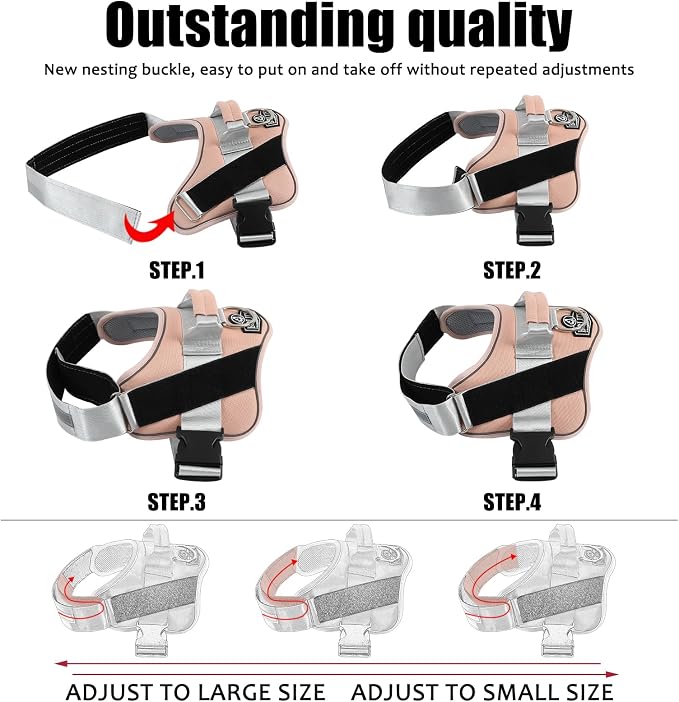 Dog Harness, No-Pull Reflective Dog Vest, Breathable Adjustable Pet Harness with Handle for Outdoor Walking - No More Pulling, Tugging or Choking - Image 3