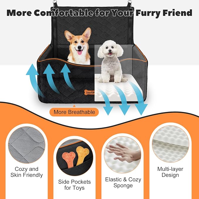 VavoPaw Medium Dog Car Seat Under 50Lbs or 2 Small Dogs Under 25Lbs - Image 6