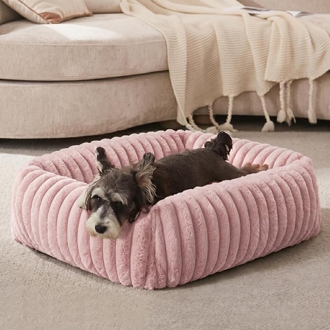 FURTIME Dog Bed for Small Dogs, Washable Orthopedic Dog Bed with Removable Cover, Rectangle Soft Calming Sleeping Puppy Bed Durable Pet Cuddler with Anti-Slip Bottom by FURTIME