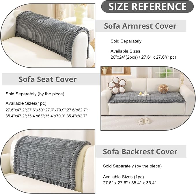OstepDecor Couch Cover for Dogs, Washable Non Slip Sofa Cover for Pets | Soft Couch Covers for Sofa, Loveseat and Sectional, Furniture Protector Against Pet Hair & Dirt (27.6" x 59", Dark Grey) - Image 3