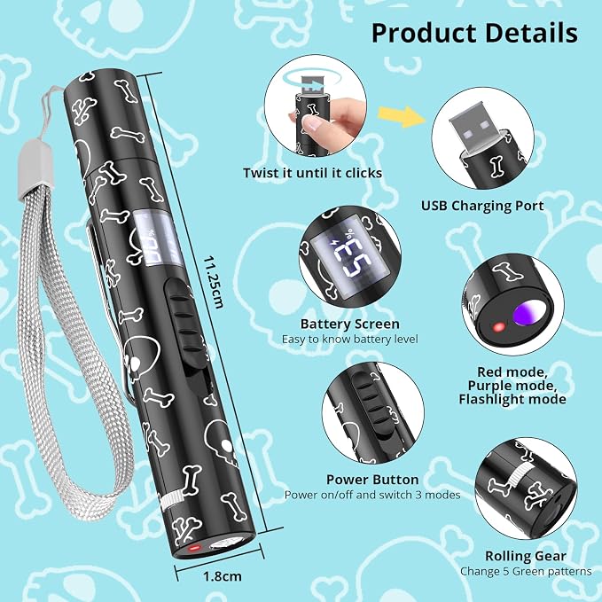 Waputne Cat Toy, 2 Pieces, Battery Level Display,Rechargeable, 7 Patterns | Interactive Chase Toy; Training & Exercise Fun; Battery Level Display Screen; Kitten Toy for Indoor Cats & Dogs - Image 7