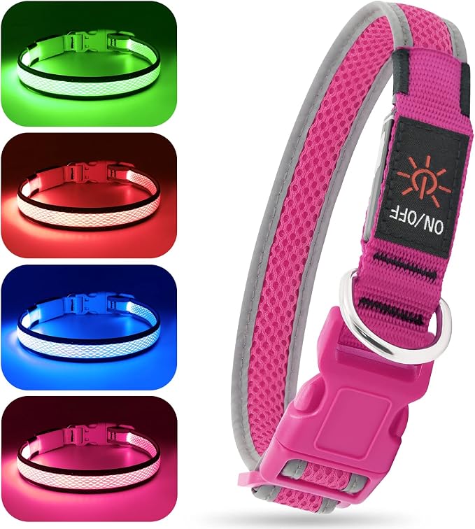BSEEN Light up Dog Collar Lights for Night Walking - Waterproof LED Dog Collar light Rechargeable Glow in The Dark Dog Collars for Small Dogs (Pink, Small) - Image 6