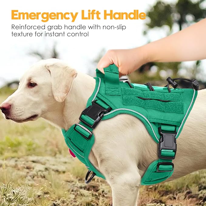 Heavy-Duty Tactical Dog Harness for Large Dogs, No Pull Adjustable Reflective Pet Vest with Molle System, K9 Military-Grade Control for Service Training, Outdoor & 10+ Breeds, Turquoise, Small - Image 8