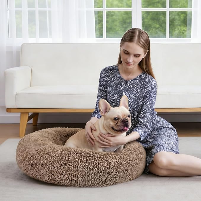 MIXJOY Orthopedic Dog Bed Comfortable Donut Cuddler Round Pet Beds Ultra Soft Washable Dog and Cat Cushion Bed (20''/23''/30'') (30'', Brown) - Image 7