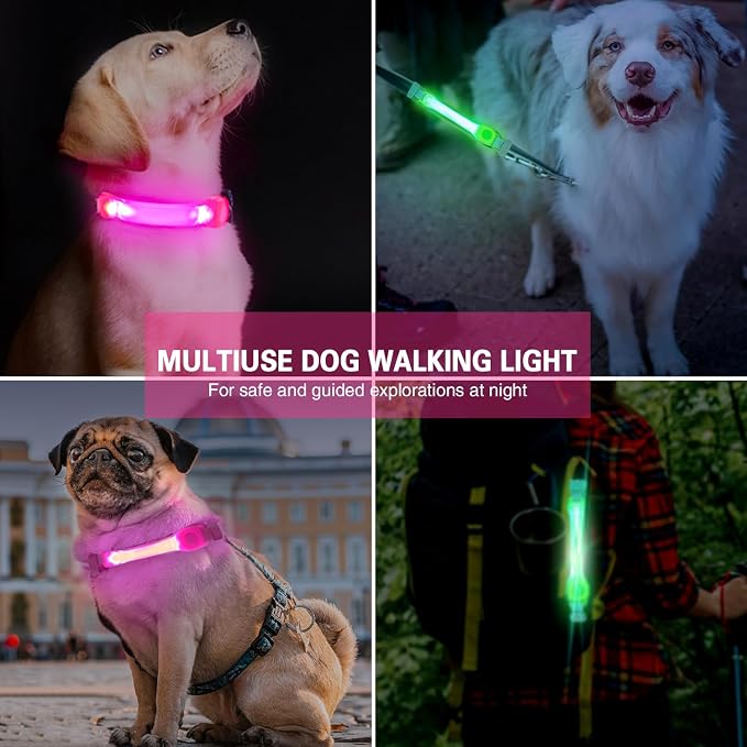 2 Pack LED Light for Dog Leash Harness, Light Up Dog Collar with Nylon Stickers, Waterproof Glow Light Easy to Attach to Collar Leash and Harness, Safety LED Light Up Band for Dogs at Night Walking - Image 5