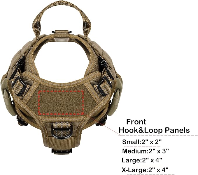 ICEFANG Tactical Dog Harness for Small Dogs,Reflective No Pull Dog Vest | with Control Handle,Adjustable,Front Hook,2 Leash Clips,Soft Padded,MOLLE Panel,Brown,Small - Image 4