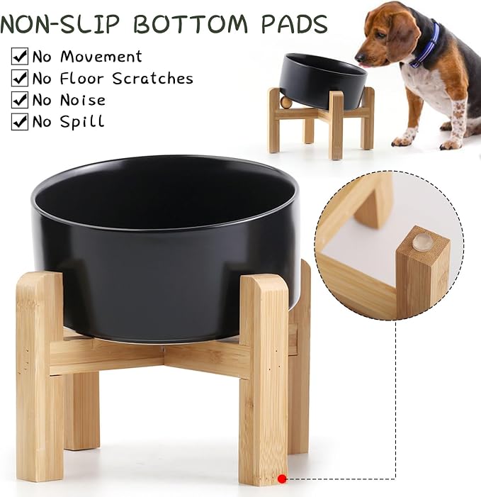Petygooing Black Elevated/Raised 15°Slanted Ceramic Dog Bowl for Small and Medium Breeds, Tilted Anti Slip Pet Feeding Bowl,Food Water Dish with Stand for Cats and Dogs (28 OZ/3.6 Cups) - Image 3