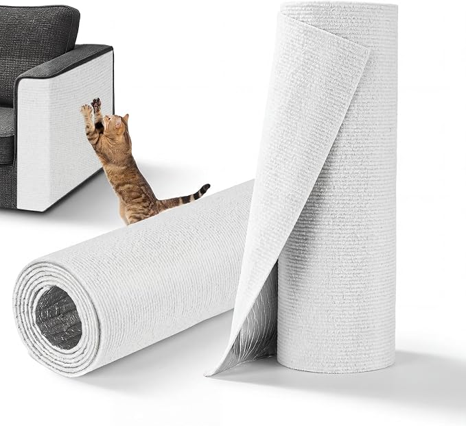 Cat Scratch Furniture Protector, DIY Cat Scratching Mat for Couch, Sofa, Wall,Cat Post,Cat Tree Durable Furniture Guards Couch Scratcher from Cats Claws Scratching for Indoor(39.4x15.8 White) by Unknown