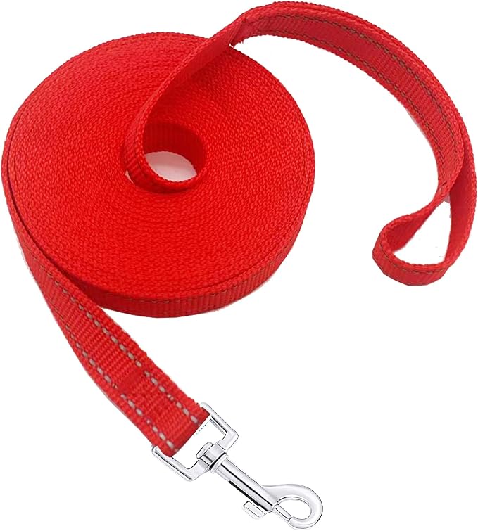 Nylon Training Dog Leash for Small Medium Dogs, 15ft 20ft 30ft 50ft 100ft Reflective Long Leash Dog/Puppy Lead for Obedience Recall Training, Camping by MANDAO