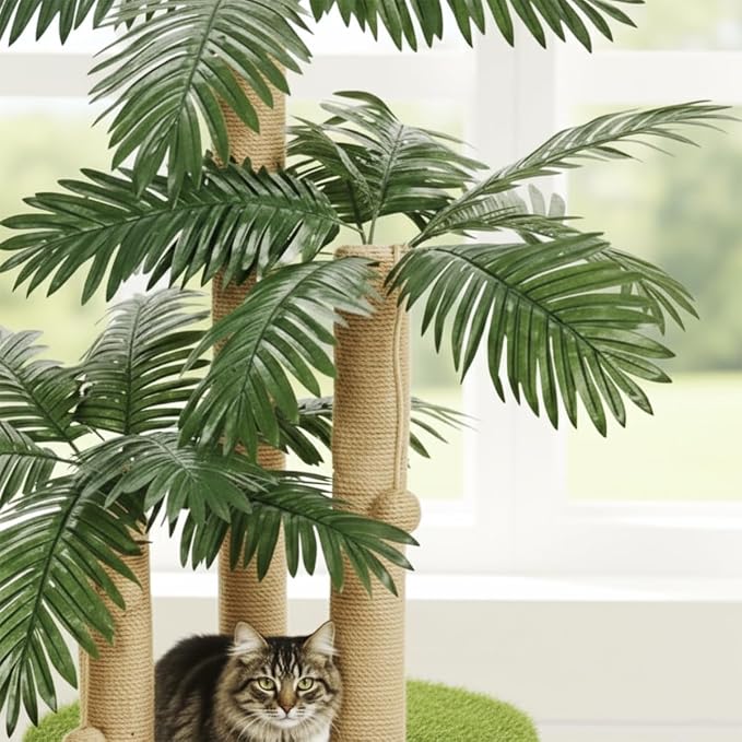 LEMONDA 31.5Inch Cat Scratching Post | Cat Scratcher Tree, Cat Scratching Posts,3 Scratching Poles,2 Interactive Dangling Balls, For Indoor Kitten & Adult Cats - Image 7