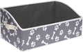 Morezi Linen-cotton blend dog toy basket and dog toy box, dog toy basket storage - Perfect for organizing pet toys, blankets, leashes, chew toys - Bone Paw by Morezi
