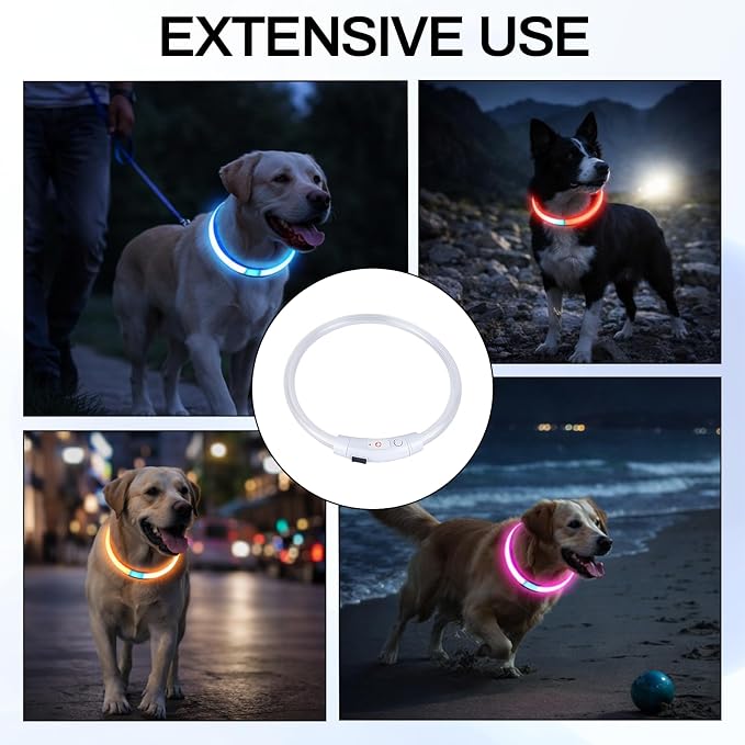 Lighted Dog Collar, Rechargeable 7 Colors Changing Light Up Dog Collar, Adjustable Glowing Dog Collar, Make Dog Visible and Safety for Night Walking, Cuttable for Small Medium Large Dogs - Image 7