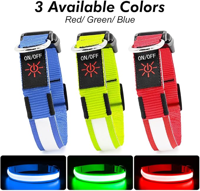 Illumifun Light Up Collar for Small Dogs, USB Rechargeable LED Dog Collar Glowing in the Dark, Safety Collar Light for Your Pups (Red, Small) - Image 2