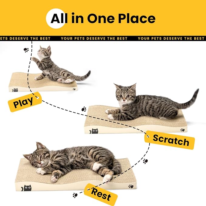 Cat Scratcher, Durable Scratch Pad, Corrugated Cardboard Scratching Board for Indoor Cats, Heavy Duty, Double-Sided Usability, Recyclable, with Catnip, 2 Pack - Image 7