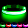 Vizpet LED Dog Collar, Light Up Dog Collar Adjustable USB Rechargeable Super Bright Safety Light Glowing Collars for Dogs(X-Large,Green) by VIZPET