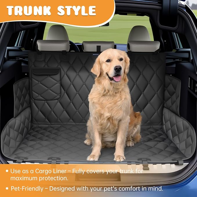Dog Car Seat Cover for Back Seat 100% Waterproof, Long-Lasting and Soft Nonslip Backseat Dog Cover for Cars, SUVs and Trucks, 600D Oxford Fabric, Black, Standard (54" W x 59" L) - Image 4