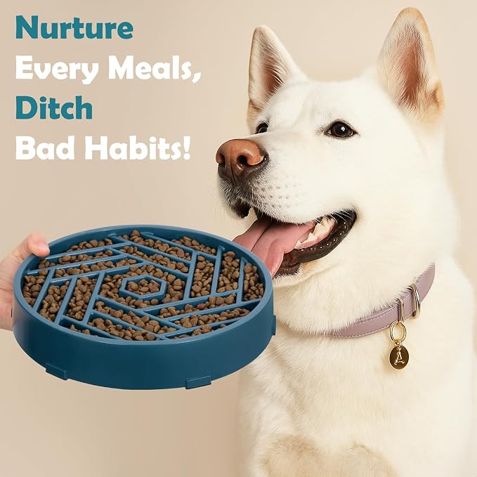 TOBYTO Slow Feeder Dog Bowls Large Medium Breed,Anti-Choking Slow Eating Dog Food Bowl,Non Slip Pet Slower Food Feeding Bowls Large Puzzle Slow Feeder Bloat Stop Maze Dog Dishes,Dark Blue - Image 6
