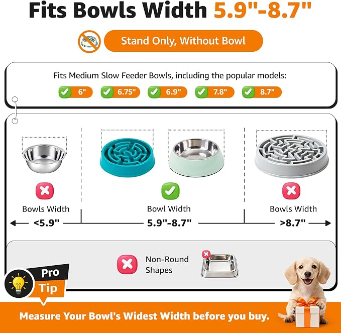 LOOBANI Double Dog Bowl Stand Adjustable 5.9"-8.7" Width for Seniors Dogs | Reduces Neck Strain, Non-Slip Rubber Feet, Rust-Proof Stand, Easy Clean, for Senior & Arthritic Dogs - Image 3