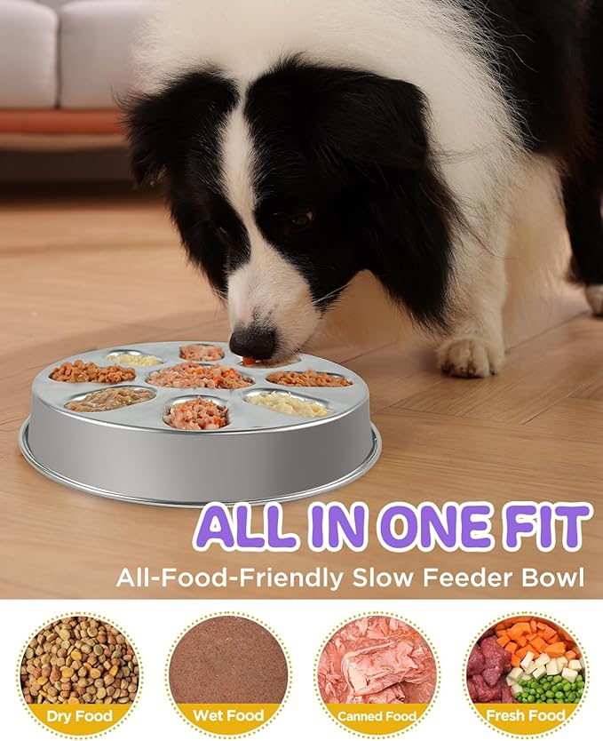 Slow Feeder Dog Bowls with Non-Slip Mat, Stainless Steel Metal Slow Feeder for Small & Medium Dogs, 2 Cups Pet Bowl for Slows Down Eating, Dishwasher Safe, Anti-Gulping Dog Bowl -2 Pack - Image 3