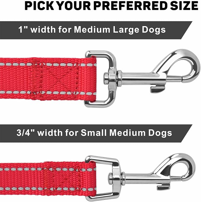 6FT Reflective Dog Leash, Padded Handle for Small Medium Dogs | Comfortable Nylon, Soft Handle Cushioning, Reflective Safety at Night, Walking Leash for Park & Hiking (3/4in, Red) - Image 4