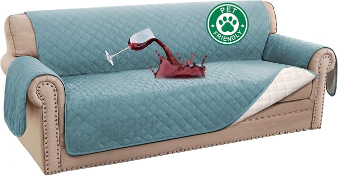 Turquoize 100% Waterproof Sofa Covers Couch Cover Sofa Cover for Dogs Couch Protector Triple Non-Slip Sofa Slipcover for 3 Cushion Couch Furniture Protector for Pets, Kids (XL Sofa 78", Stone Blue) by Turquoize